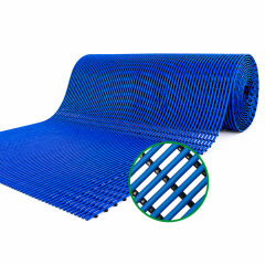 Alfombra Antifatiga Y Antideslizante Tubular Pvc Azul/ Negro En Rollo 0,60 X 10 Mts Roamat-2000