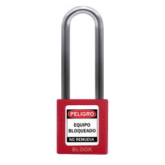 Blook Candado Plastico Arco Largo 76 Mm Metalico Rojo