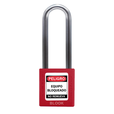 Blook Candado Plastico Arco Largo 76 Mm Metalico Rojo