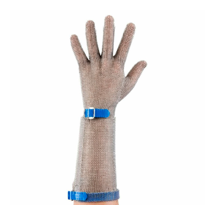 Guante Malla Metalica Con Cubrebrazo Talle L (Azul)