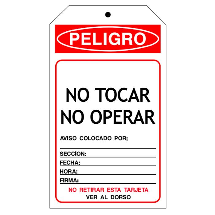Tarjeta Roa 8,5x15 Cm no Tocar No Operar