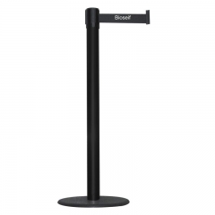 Poste Delimitador Negro Con Cinta Retractil